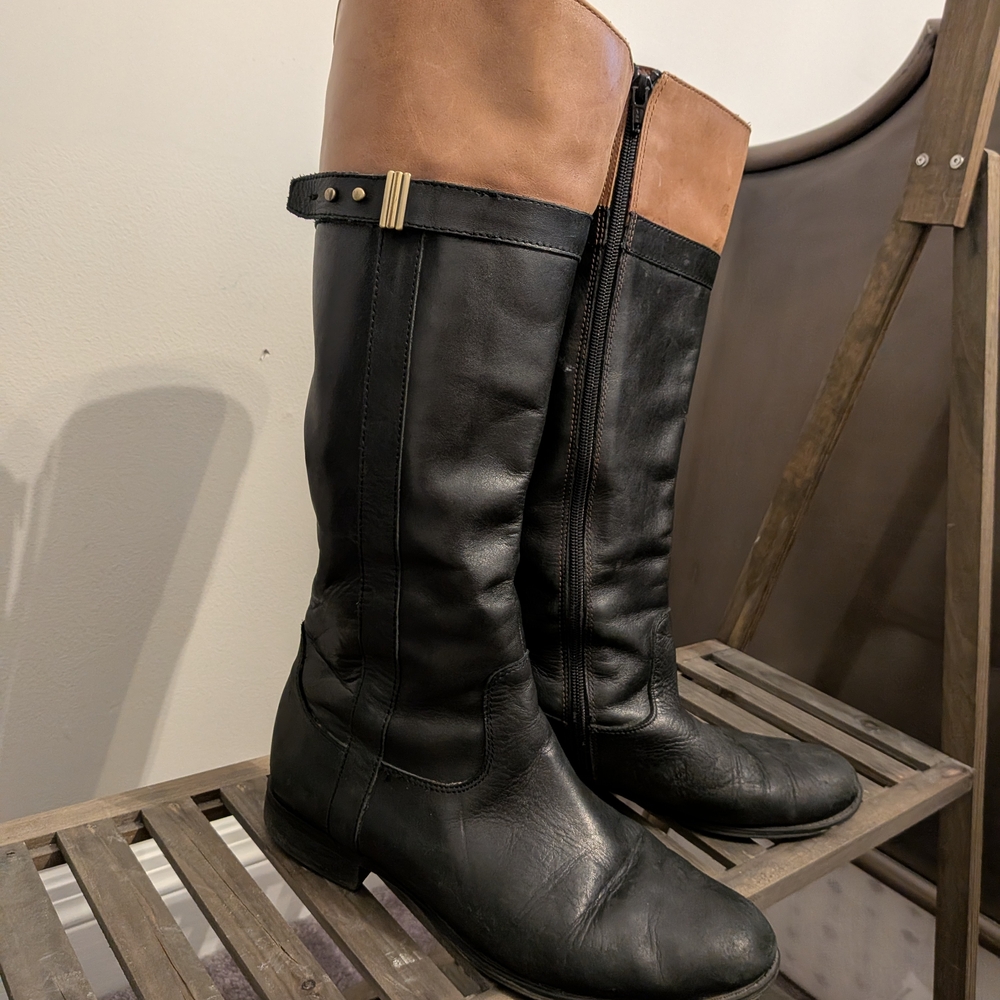 Naturalizer Black and Tan Knee High Boots